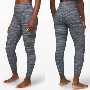 Lululemon Align Pant II 25" Mini Space Dye Herringbone Heathered Black White